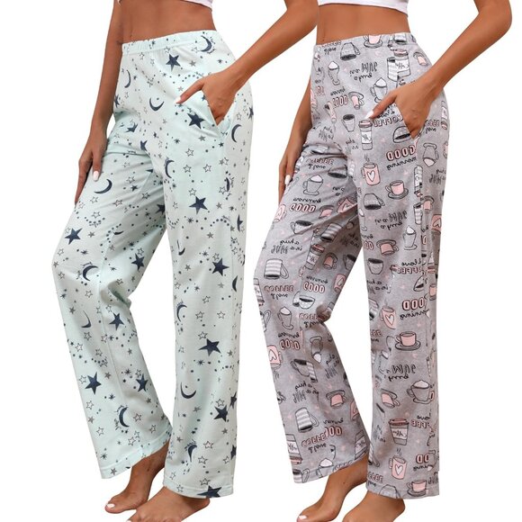 Cotton Blend Lounge Pants Soft Comfy Oversized Chic Sleepwear with Pockets